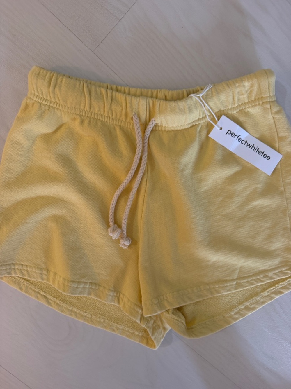 perfectwhitetee Women's Soft Yellow Drawstring Athletic Shorts size small